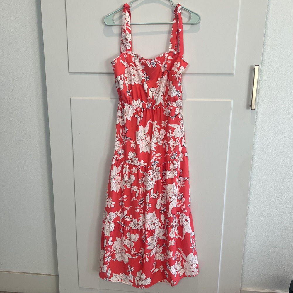 Social Standard by Sanctuary Dress Womens Small Coral Red Floral Print Maxi